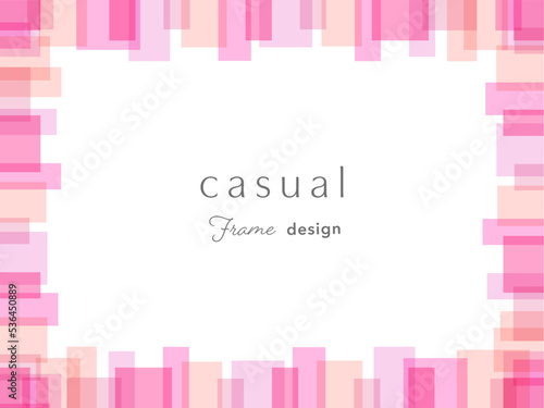 透明感スクエアフレーム ピンク色　飾り枠