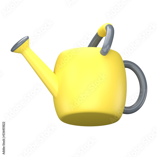 yellow watering can icon 3d illustration png high resolution