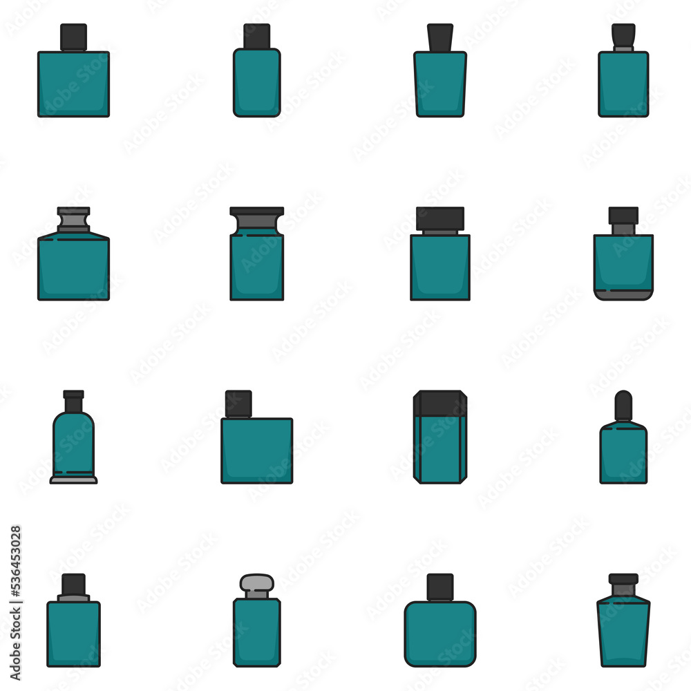 Perfume Line Icon Set Vector