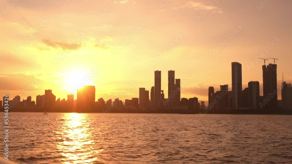 Urban sunrise and sunset