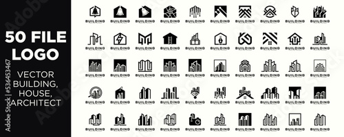 collection of building logos vector graphic design logo illustration Good for brands, advertising, real estate, construction, houses, housing, buildings, cities