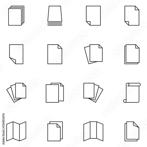 Paper Line Icon Set Vector