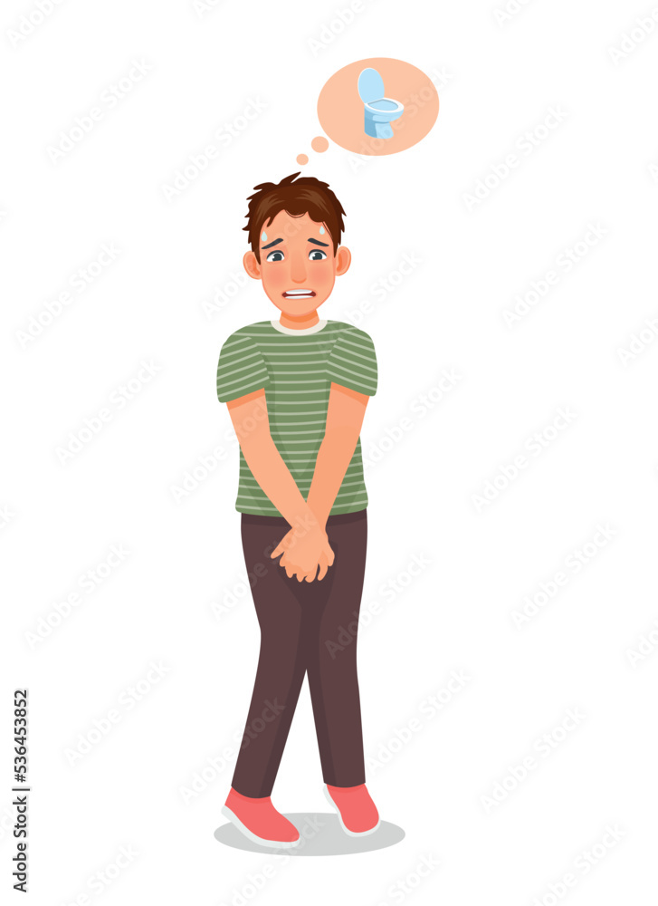 handsome young man need to go to toilet to pee Stock Vector Adobe Stock