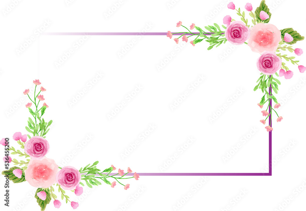 Floral Frame Watercolor, Wedding Invitation