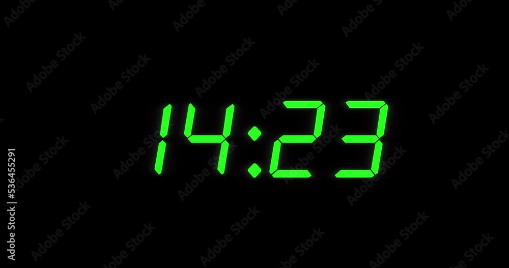Simple 20 seconds digital alarm clock countdown timer. Green digits on black colour display. Simple 20 seconds digital alarm clock countdown timer. Green digits on black colour display.