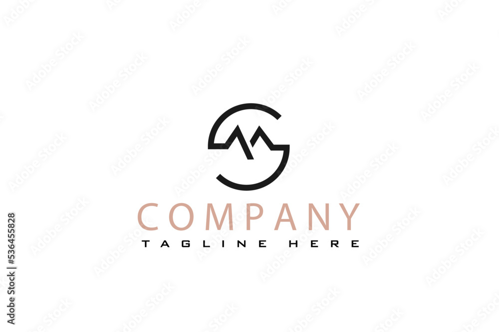 m and s line logo concept with round circle m and s line logo concept with round circle