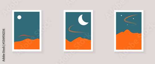night nature desert hills moon crescent full moon with stars wall art canvas painting concept set Free Download night nature desert hills moon crescent full moon with stars wall art canvas painting concept set - GFXLoad