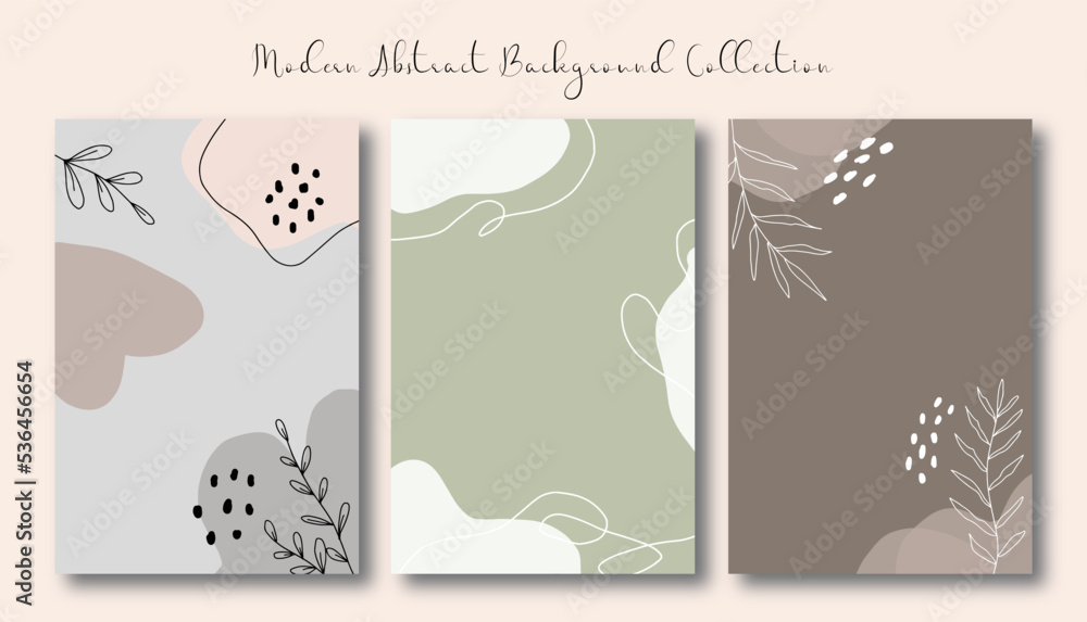 a set of aesthetic hand drawn background with neutral color