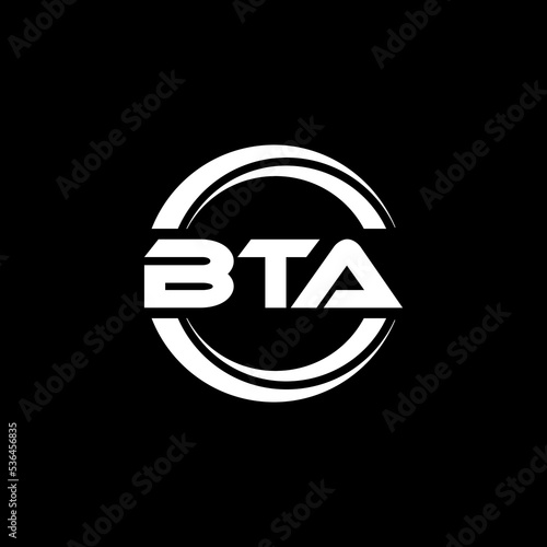 BTA letter logo design with black background in illustrator, vector logo modern alphabet font overlap style. calligraphy designs for logo, Poster, Invitation, etc.