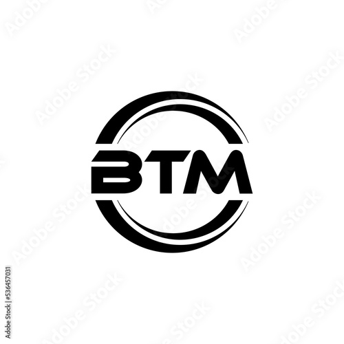 BTM letter logo design with white background in illustrator, vector logo modern alphabet font overlap style. calligraphy designs for logo, Poster, Invitation, etc. photo