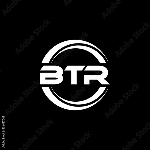 BTR letter logo design with black background in illustrator, vector logo modern alphabet font overlap style. calligraphy designs for logo, Poster, Invitation, etc. photo