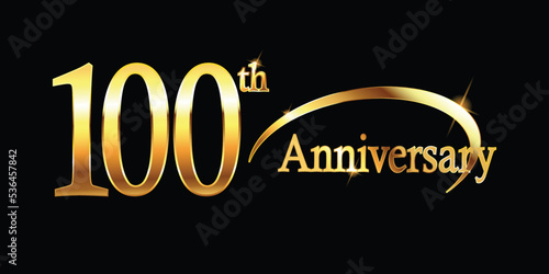 100th Anniversary celebration. Gold Luxury Banner of 100th Anniversary celebration. hundredth celebration card. Vector anniversary