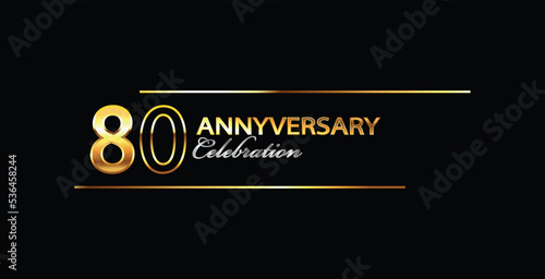 80 Year Anniversary celebration Vector Design. 80th Anniversary celebration. Gold Luxury Banner of 80th Anniversary celebration. eightieth celebration card. Vector anniversary