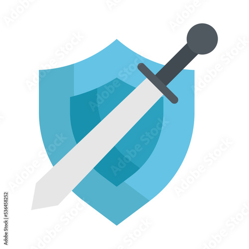 sword shield weapon flat icon