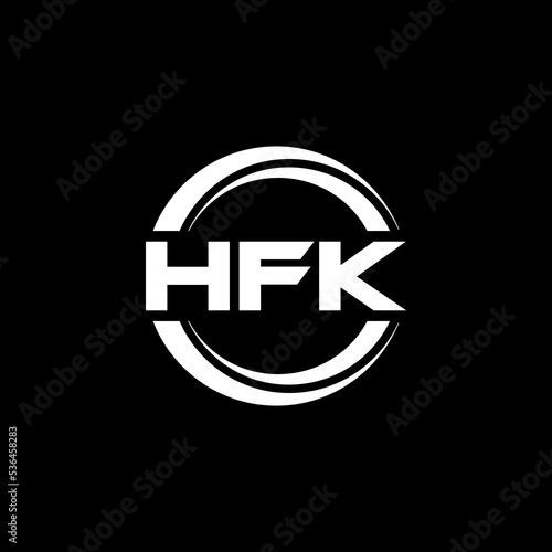 HFK letter logo design with black background in illustrator, vector logo modern alphabet font overlap style. calligraphy designs for logo, Poster, Invitation, etc.