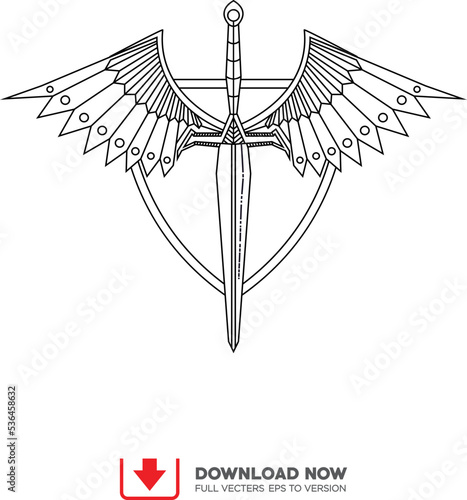 sword line art logo tatto