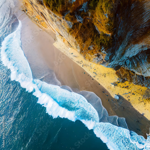 Wallpaper Mural Aerial view of sea waves and fantastic Rocky coast. Summer seascape from drone. Travel - image. nature texture background. Torontodigital.ca