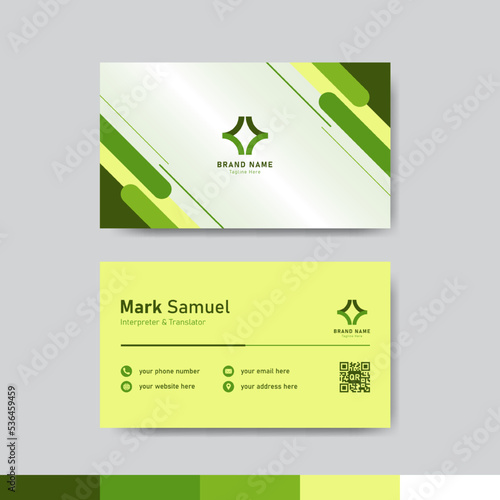 Green business identity card template concept