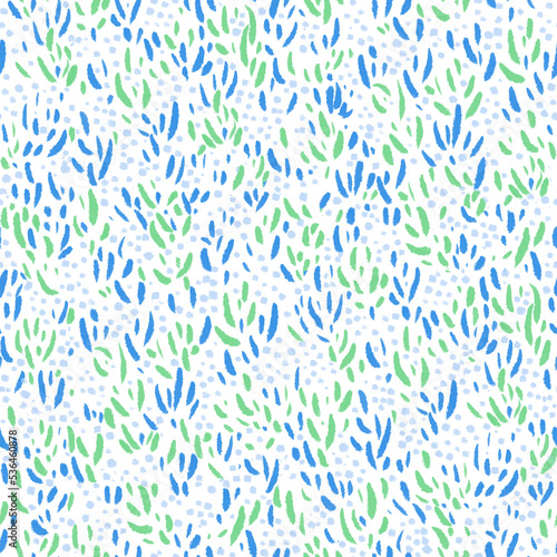 Abstract blue and green dab repeating seamless pattern