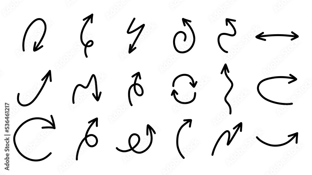 Set arrows pointing in different directions handwritten calligraphy isolated on white background , Flat Modern design, illustration Vector EPS 10 Set arrows pointing in different directions handwritten calligraphy isolated on white background , Flat Modern design, illustration Vector EPS 10