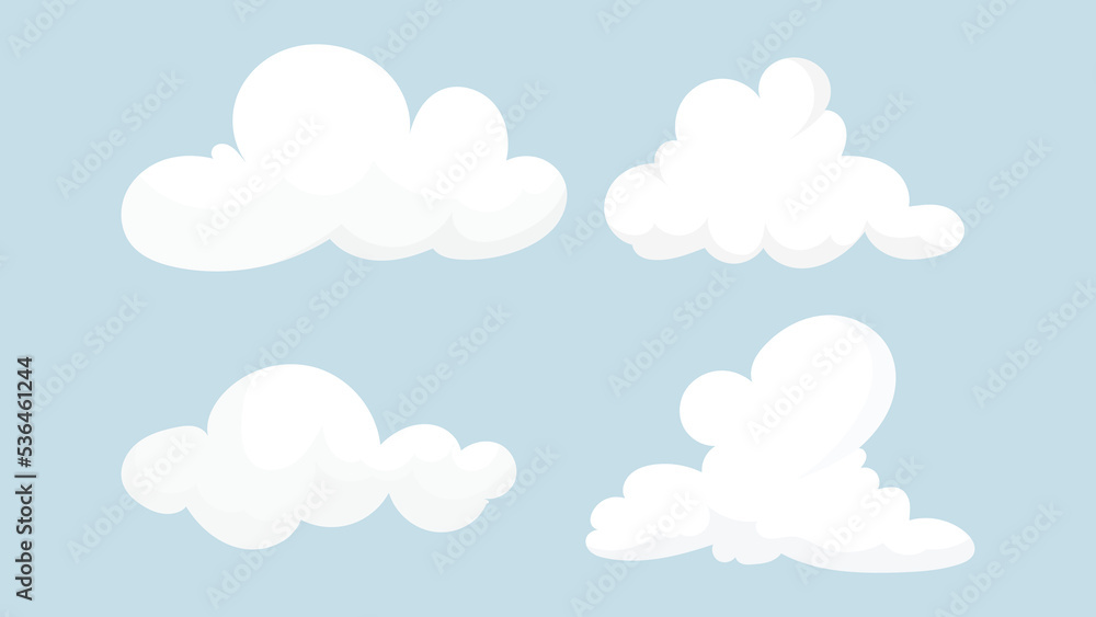 Clouds hand draw set vector on blue background  , Vector illustration EPS 10