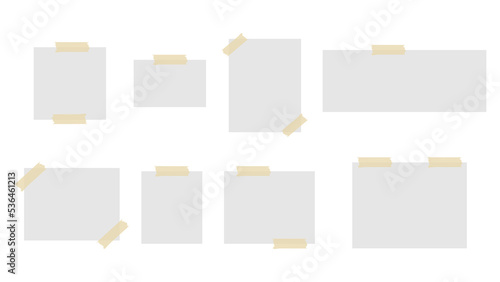 Set of different sticky notes with colored masking tape isolated on  background , illustration Vector EPS 10