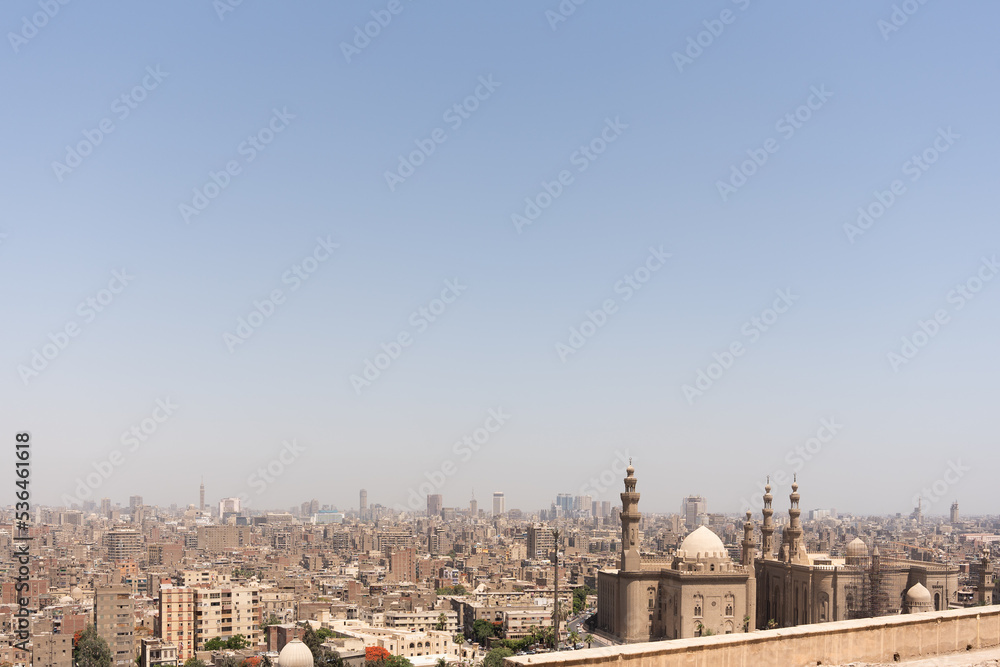 views of the city of Cairo with a mosque