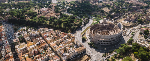 Photography The Colosseum and the Imperial Forums in Rome beautiful aerial shot around the Colosseum