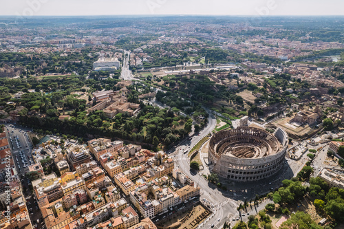Photography The Colosseum and the Imperial Forums in Rome beautiful aerial shot around the Colosseum