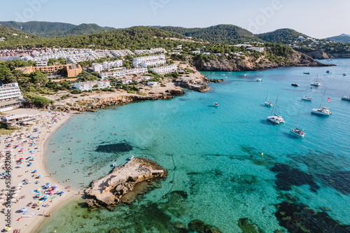 Aerial view of Calla Tarida, Ibiza, Spain. photo