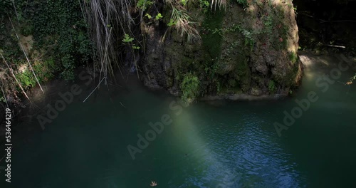 Waterfall in a pond in a tropical forest
