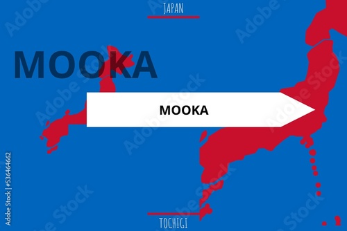 Mooka: Illustration mit dem Namen der japanischen Stadt Mooka in der Präfektur Tochigi photo