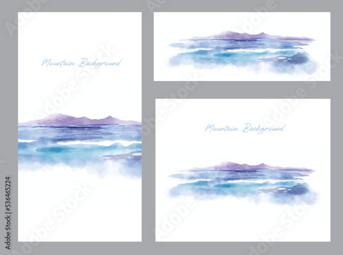 mountain, lake, and tree of water colour for poster, brochure, banner, cover, wedding, and book design