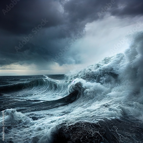 Valokuva Dangerous storm over ocean, tsunami natural disaster