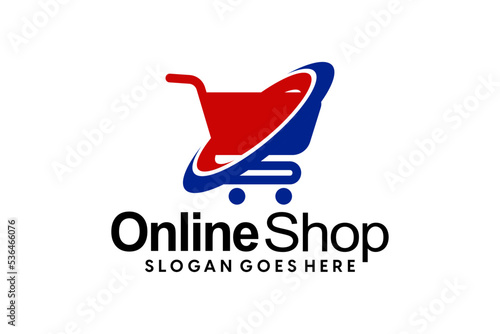 Online shop logo template, Ecommerce logo template icon