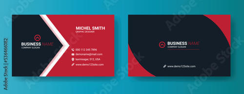 Modern creative red business card and name card, clean horizontal template vector design, stationery template