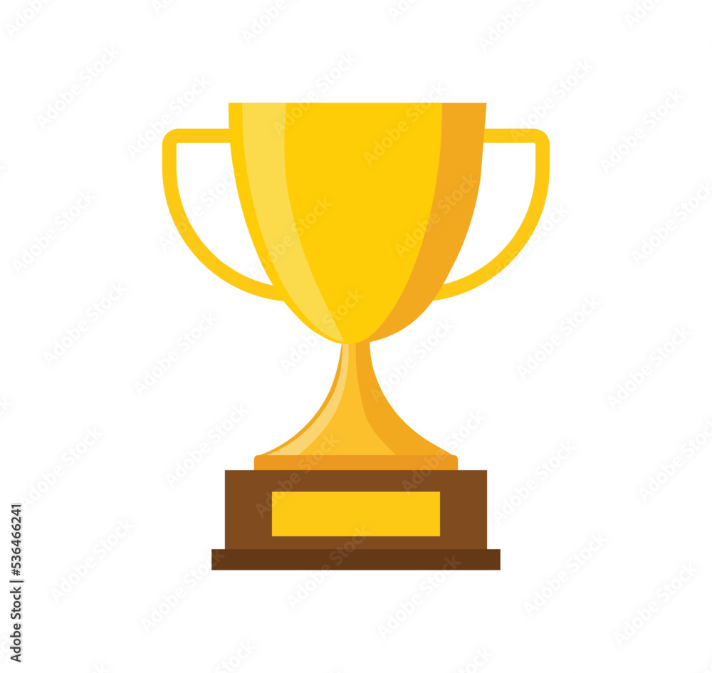 Trophy cup. Gold trophy with name plate of the winner of the sporting event. Winner's trophy icon. Trophy cup. Gold trophy with name plate of the winner of the sporting event. Winner's trophy icon.