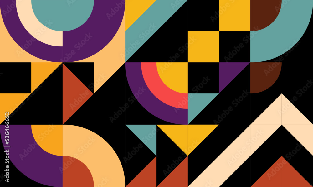Abstract trendy geometric patterns in multiple colors and shapes for background. Creative contemporary design element for decoration of pop theme design. Poster and banner wallpaper template design