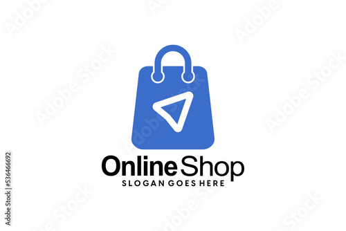 Online Shop Logo designs Template. Illustration vector graphic of shopping cart and shop bag combination logo design concept. Perfect for Ecommerce,sale, discount or store web element. Company emblem