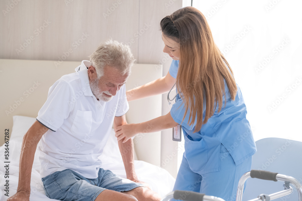 Fototapeta premium Nurses are caring for elderly patients at home. Home care concept