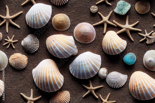 Sea Shells and Sand Seamless Texture Pattern Tiled Repeatable Tessellation Background Image