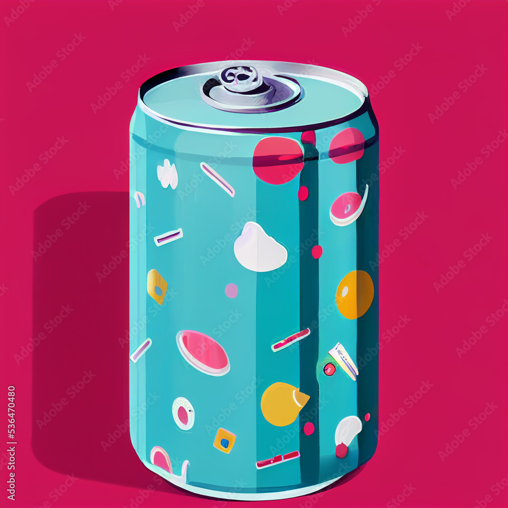 Fototapeta premium soda can vector illustration in a realistic manga style with bright colors fill in the frame. Graphic inspiration