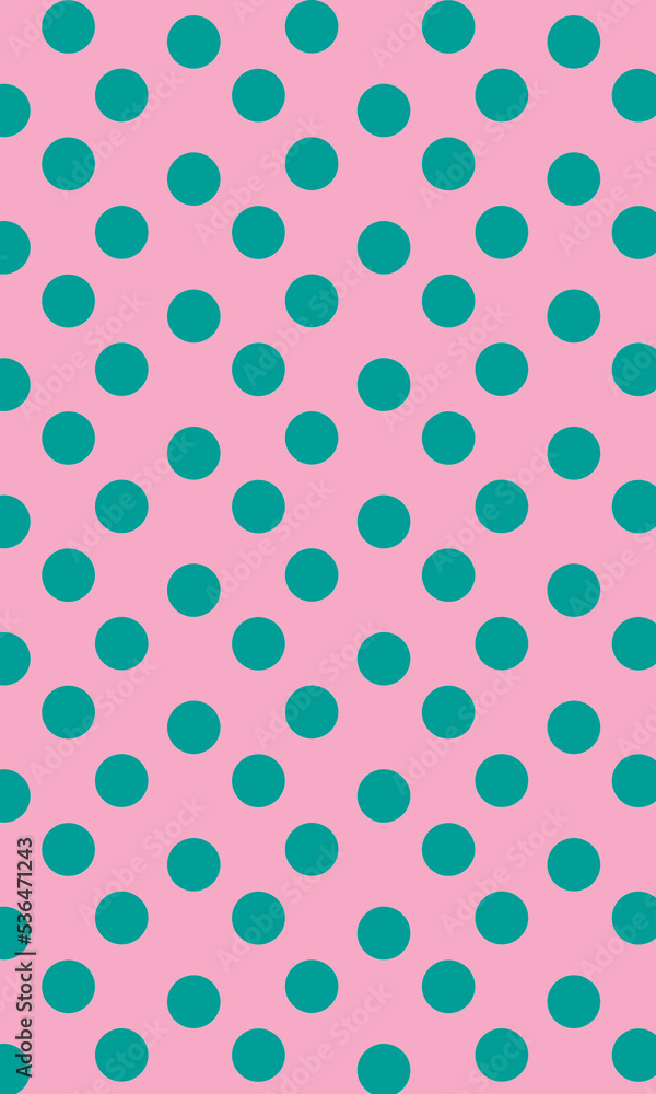 Pink background with green circles pattern