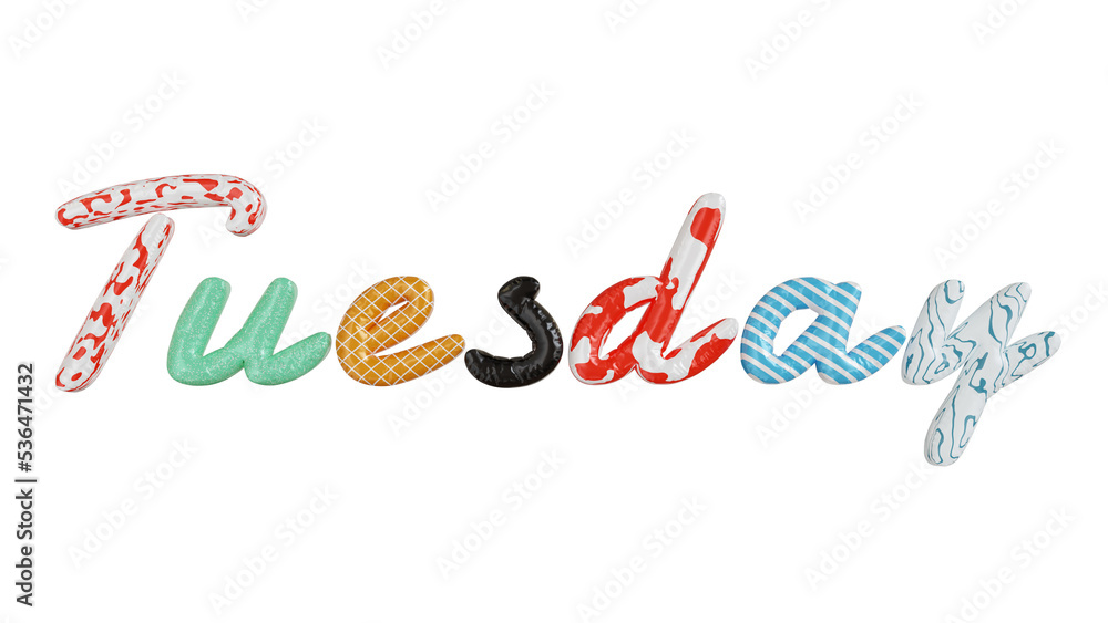 Tuesday colorfull 3d text