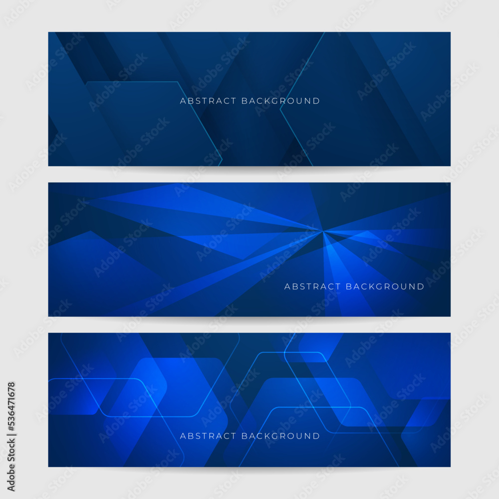 Minimal geometric blue banner background abstract design. Vector abstract graphic design banner pattern background template.