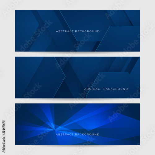 Minimal geometric blue banner background abstract design. Vector abstract graphic design banner pattern background template.