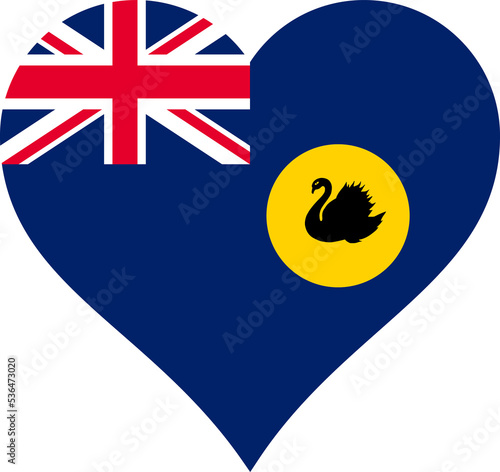 Western Australia Heart Flag. WA Australian Love Shape State Flag Sign Symbol Banner. Sandgroper Transparent PNG Flattened JPG Flat JPEG © xileodesigns