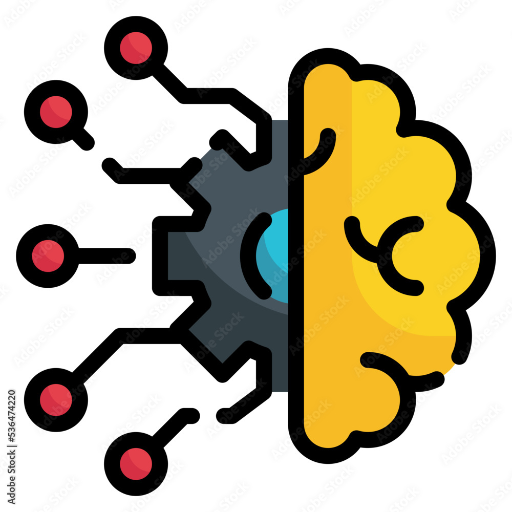 brain with gear artificial intelligence technology icon brain with gear artificial intelligence technology icon
