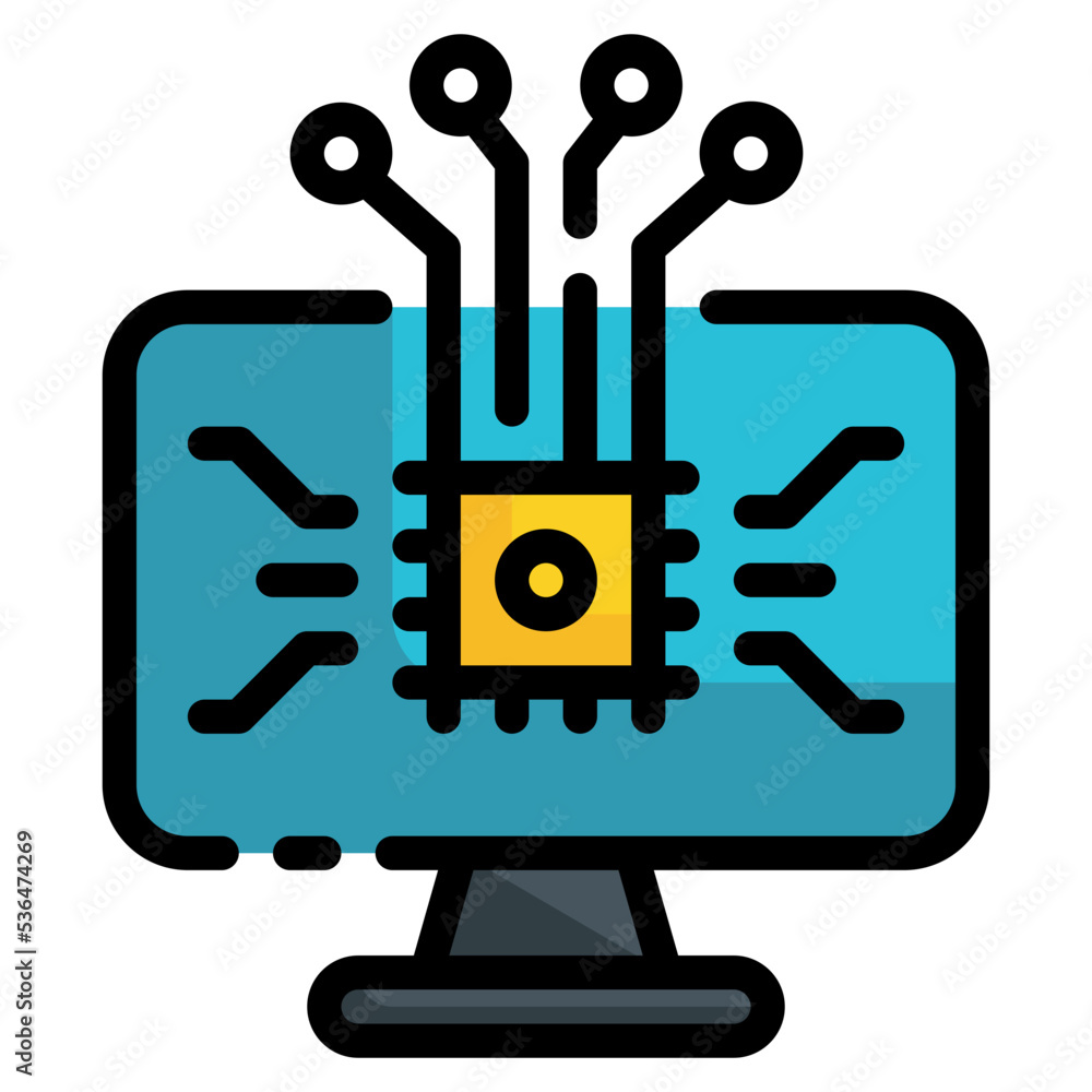 pc computer technology artificial intelligence icon pc computer technology artificial intelligence icon