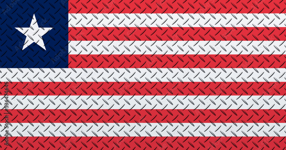 3D Flag of Liberia on a metal wall background. 3D Flag of Liberia on a metal wall background.